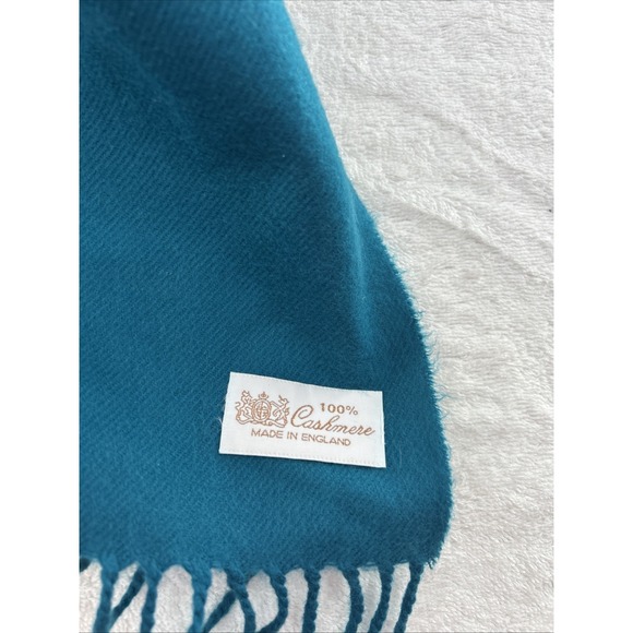100% CASHMERE SCARF Made in England SOLID Teal SUPER SOFT UNISEX SOFT - Picture 2 of 6